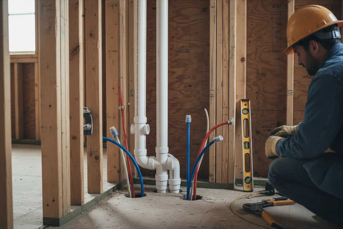 Drain and supply rough-in during Drain Cleaning in Marietta